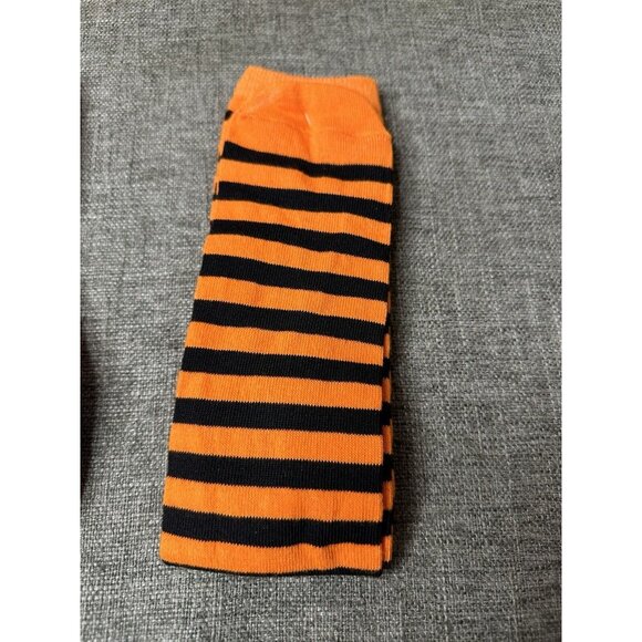 Pack of 2 Womens Halloween Socks Striped and Jack O Lantern Orange Black - Picture 4 of 6